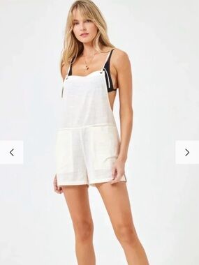 L space white romper coverup